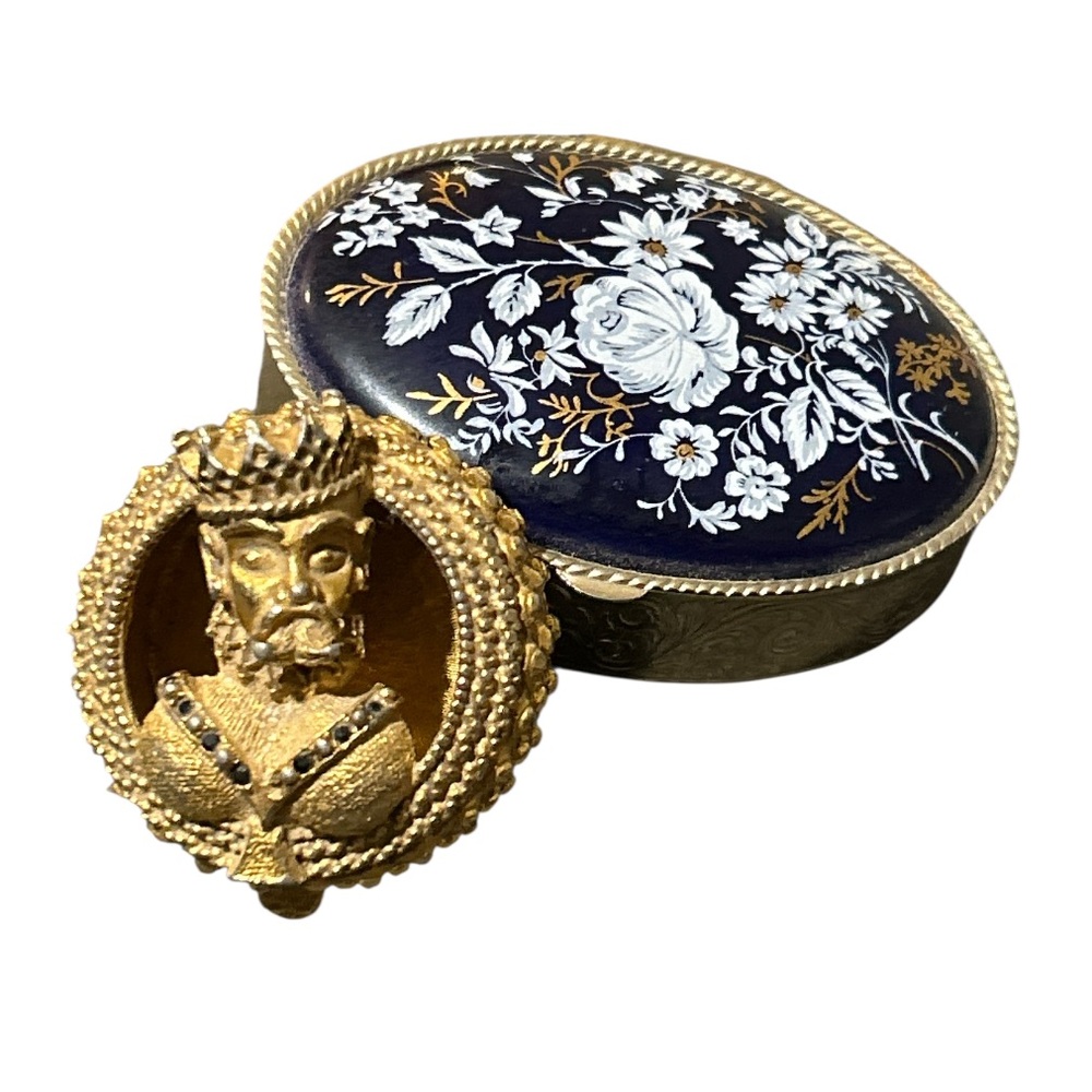 Rare Gold Florenza box and Vintage Silver Pill Box